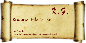 Knausz Füzike névjegykártya